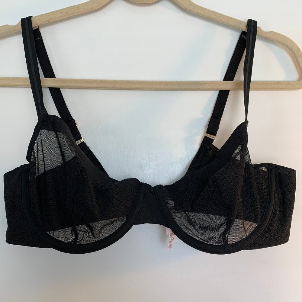 NWOT Sheer Mesh Black Bra